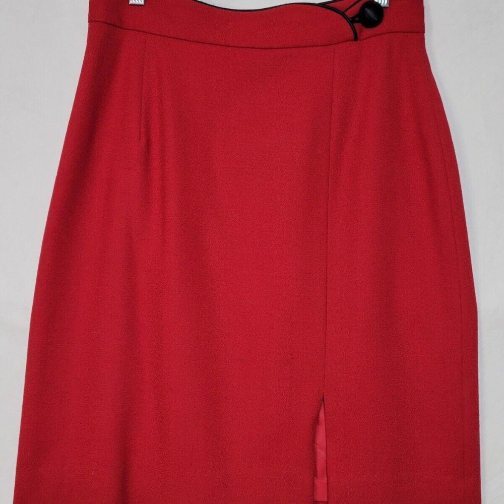 Preston & York Red Wool A-Line Knee Length Skirt - Women's 8 - Vintage USA